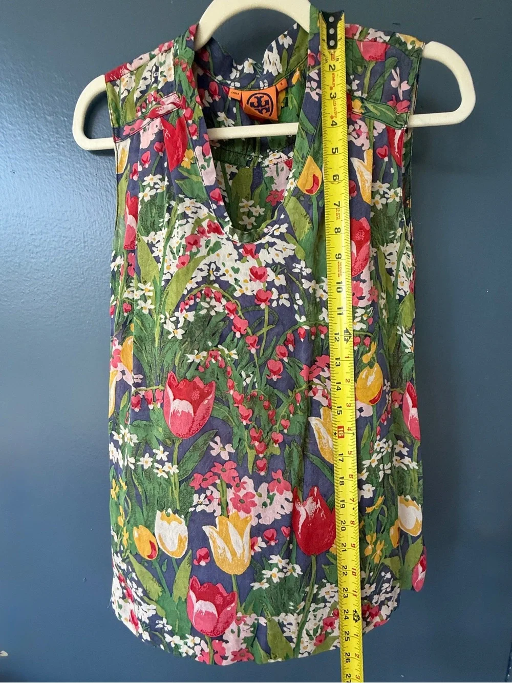 Tory Burch Silk Floral Tulip Tank with V-Neck